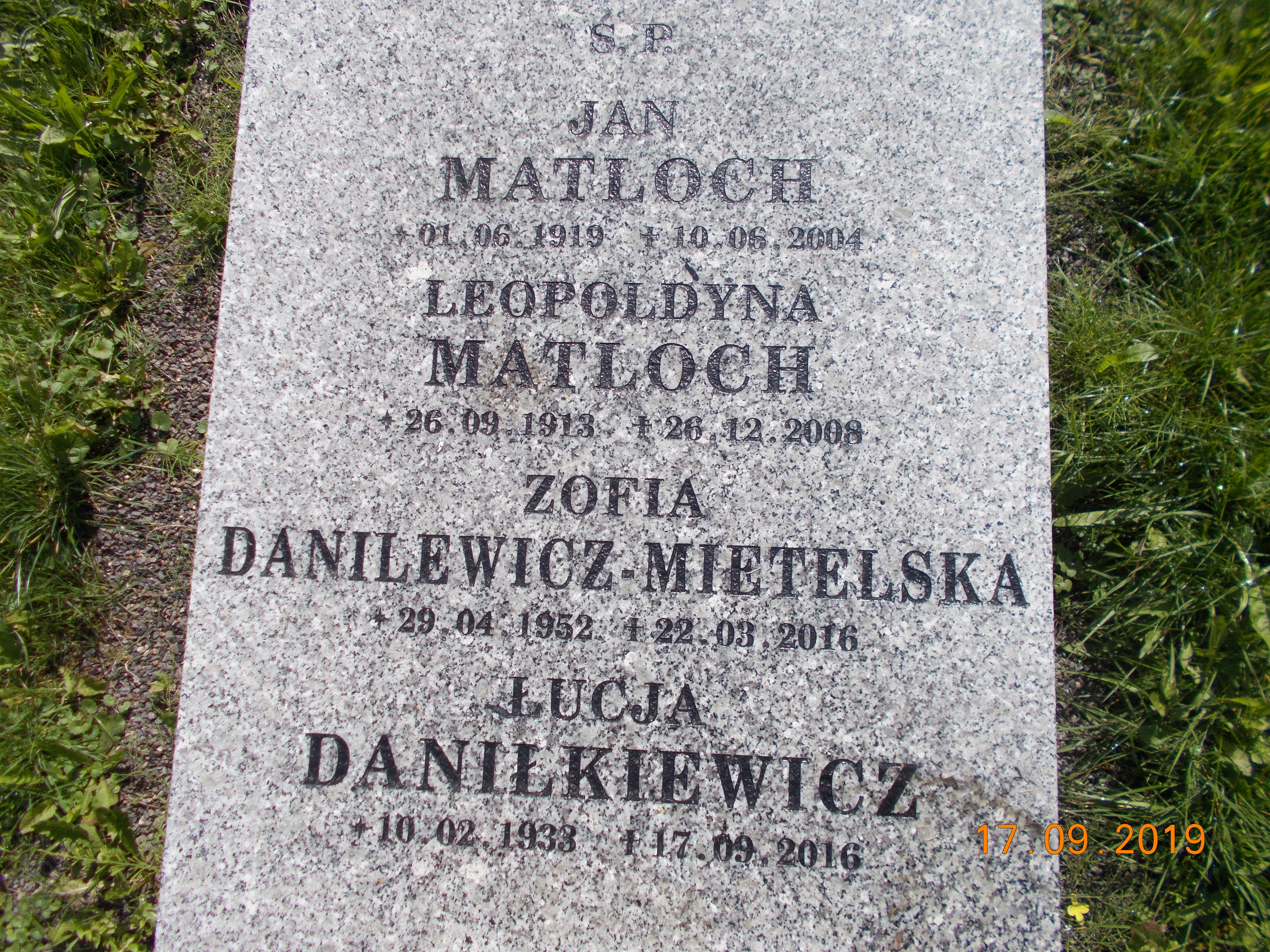 Leopoldyna MATLOCH 1913 Bielsko-Biała - Grobonet - Wyszukiwarka osób pochowanych
