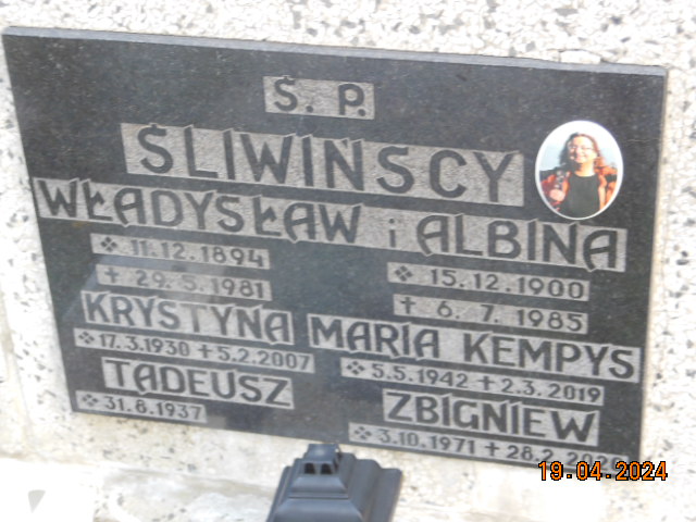 Albina ŚLIWIŃSKA 1900 Bielsko-Biała - Grobonet - Wyszukiwarka osób pochowanych