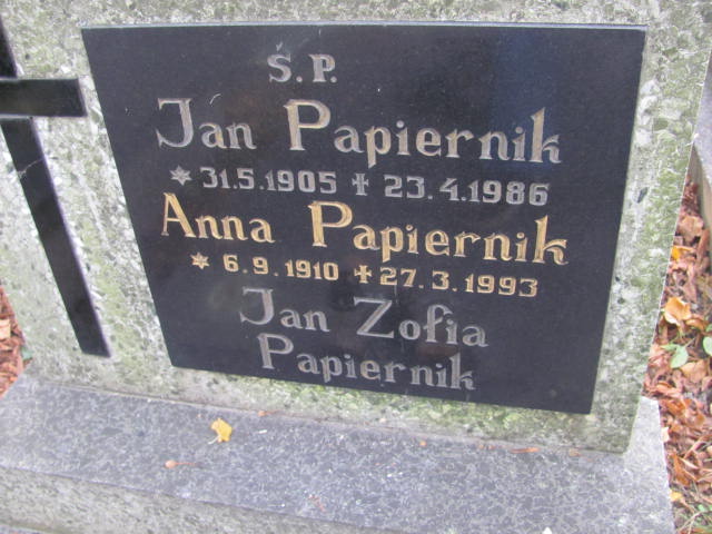 Jan PAPIERNIK 1905 Bielsko-Biała - Grobonet - Wyszukiwarka osób pochowanych